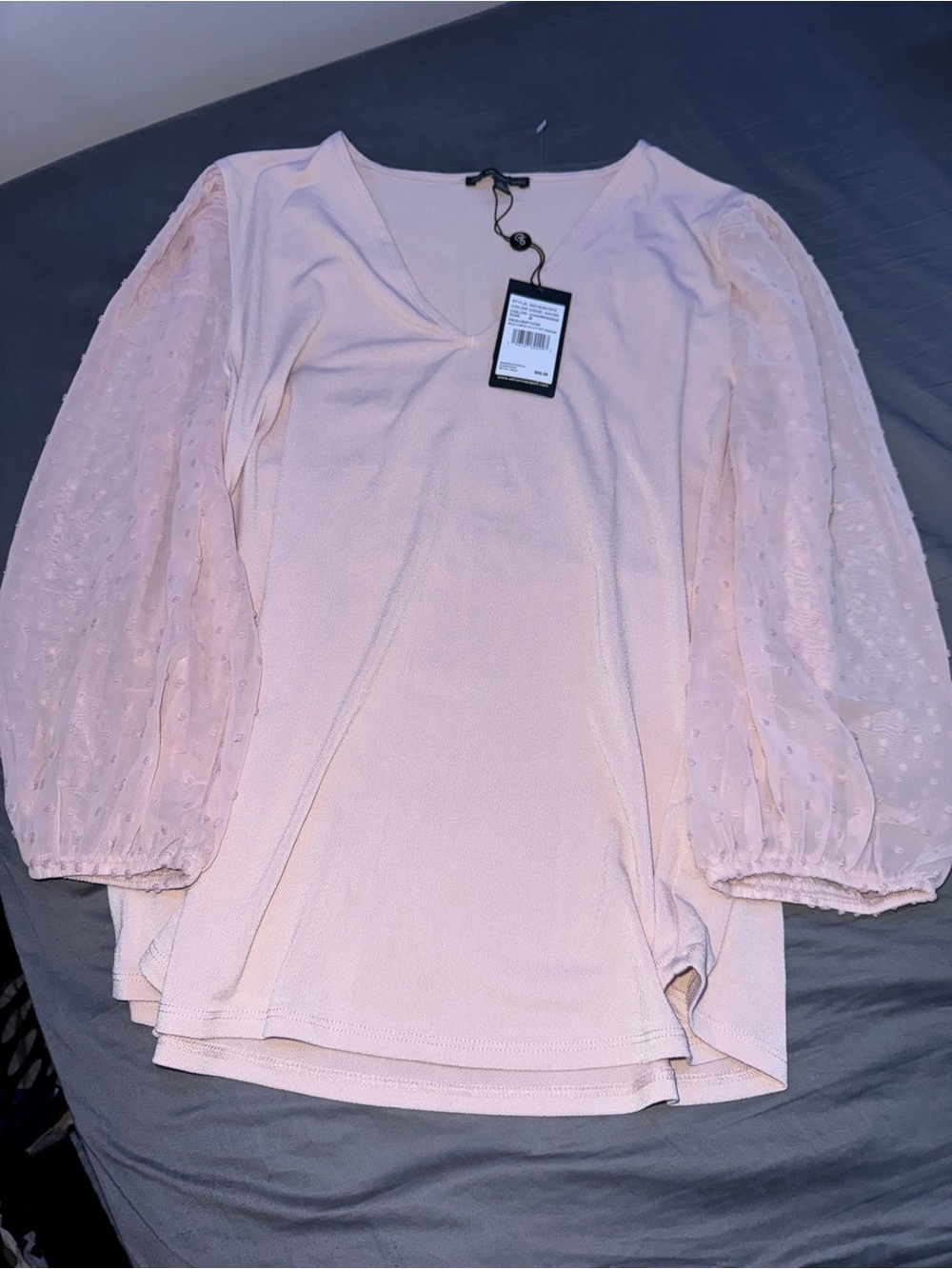 Adrianna Papell Blush V-Neck Puff-Sleeve Top